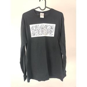 (V) CAGED GRAVE METAL FONT RARE VTG Horror "SICK OF BEING" TSHIRT M BLACK LS